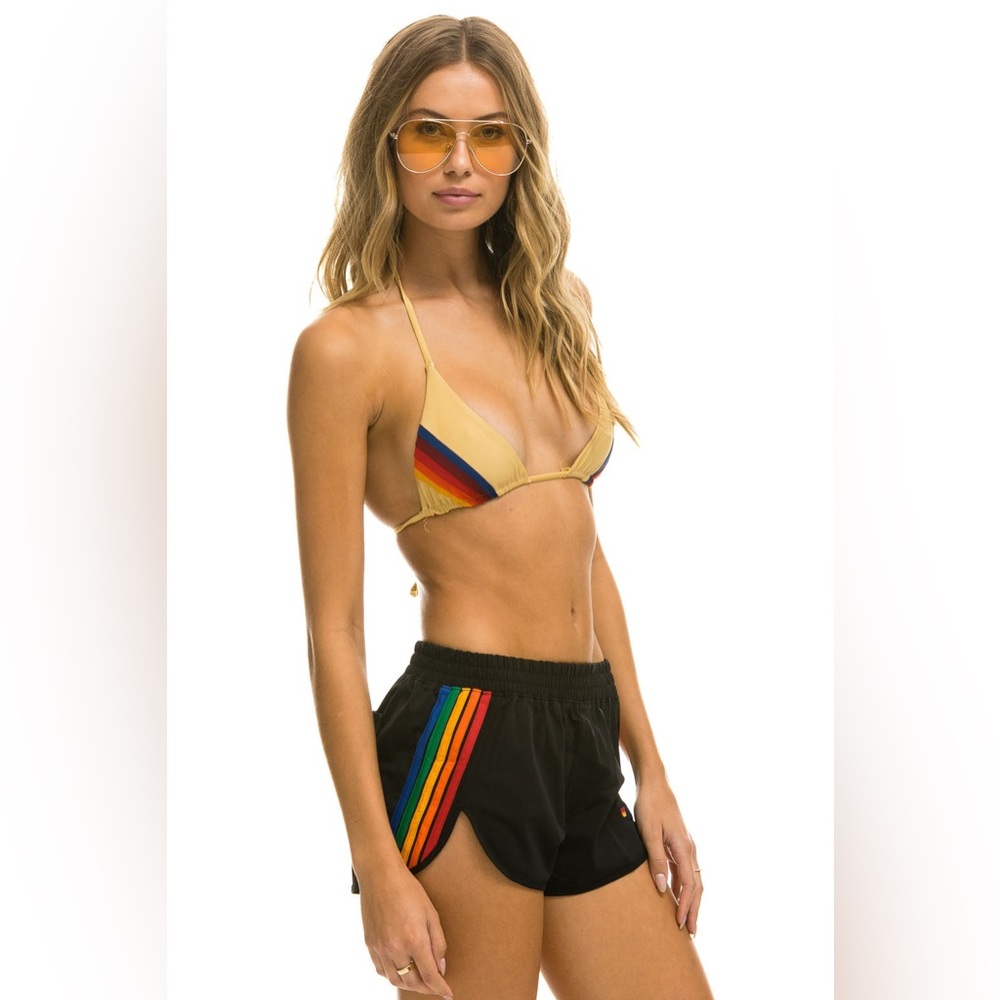 aviator nation🌈 black 5 stripe flex board shorts🖤
